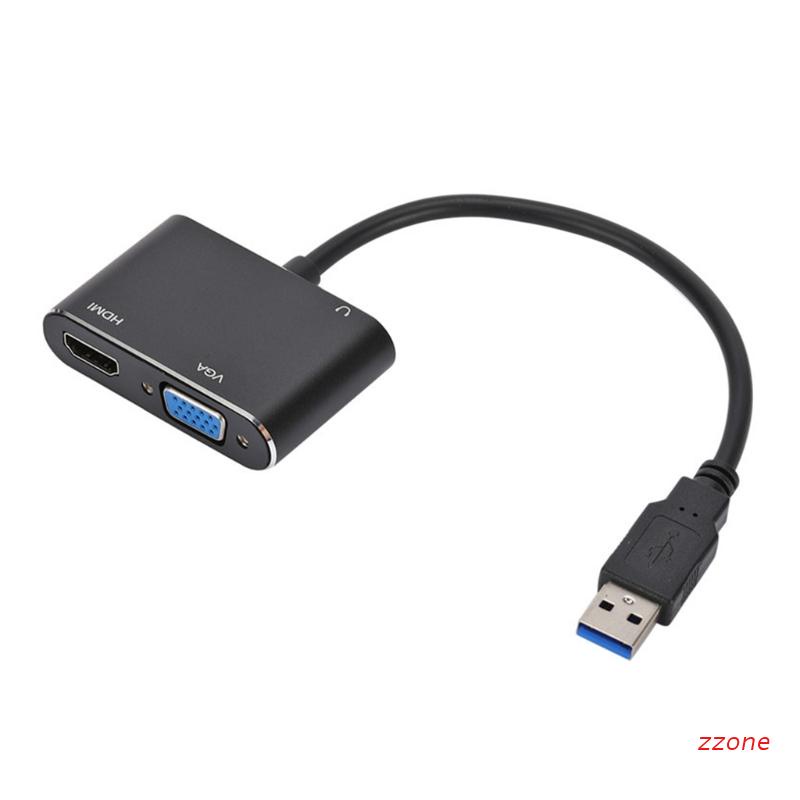 zzz Multi-Display Video Converter USB to VGA Adapter USB 3.0 to HDMI Adapter (Black)