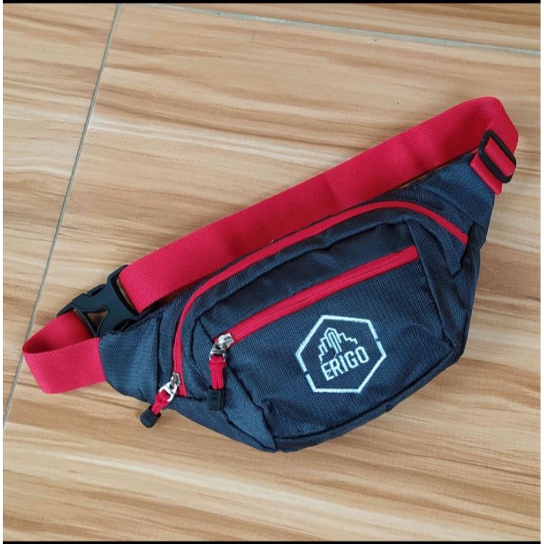 Tas Selempang Waistbag pria distro abu dark pinggang dan bahu