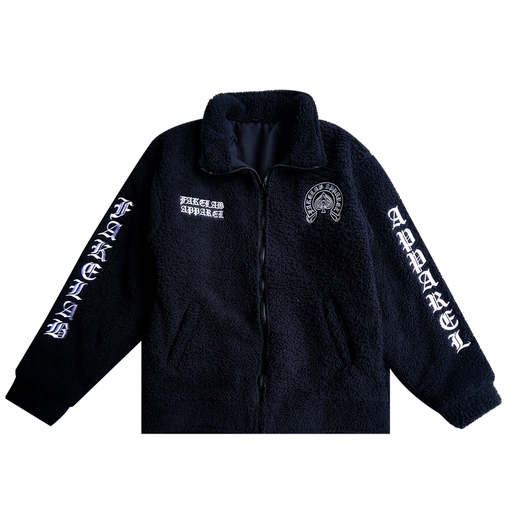 Fakelab Sherpa Jacket Spade Black Embroidery / Jaket Hitam Bulu / Bordir