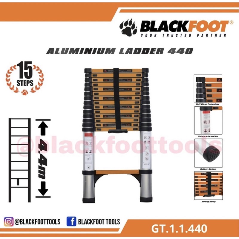 tangga teleskopik 4.4m blackfoot / tangga lipat teleskopik 4.4m blackfoot / tangga telescopic 4.4m blackfoot / tangga lipat telescopic 4.4m blackfoot / tangga lipat alumunium teleskopik / tangga ladder single teleschope blackfoot / tangga teleskopik murah