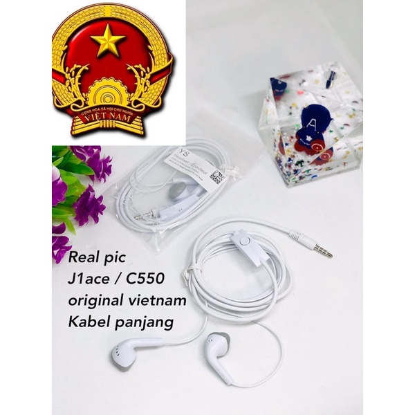 PROMO HANDSFREE SAMSUNG J1 ACE VIETNAM C550 EARPHONE ORIGINAL KABEL TEBAL SUARA BAGUS