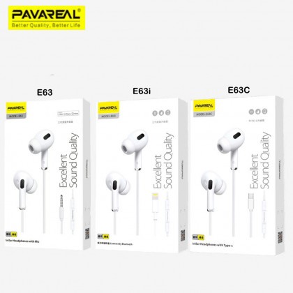 Pavareal Headset Handsfree Earphone PA-E63 Lightning Aux Type C Super Bass HiFi HD OCEANMART OCEAN MART Aksesoris Handphone HP Murah Grosir