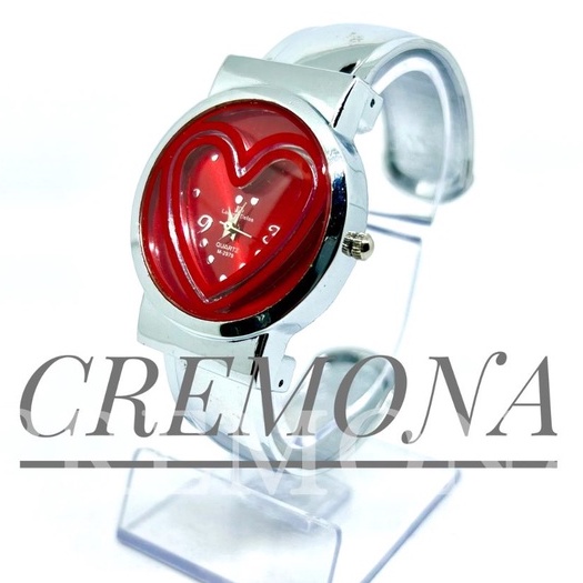 CREMONA Jam Tangan Analog Model Gelang Import Murah Wanita Cewek Motif Love