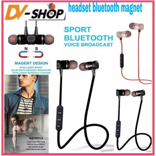 Headset bluetooth MAGNETIK MAGNET blutut wireless musik telpon sound system