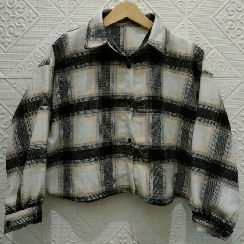 crop top tartan / crop top flanel / kemeja crop wanita-Motif 50