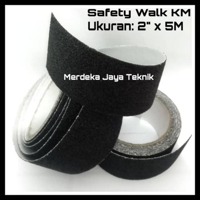 

Safety Walk KM Hitam Lakban Anti Slip Ukuran 2"IN x 5M isolasi Untuk Anak Tangga
