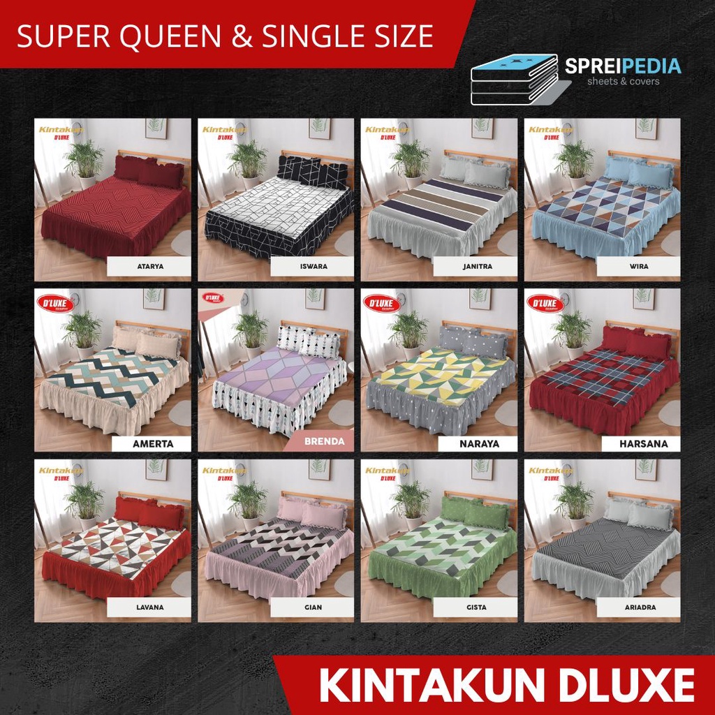 Sprei Rumbai Kintakun Single & Queen 140X200 145X200 120x200 100x200 D'luxe MOTIF KARTUN & MINIMALIS