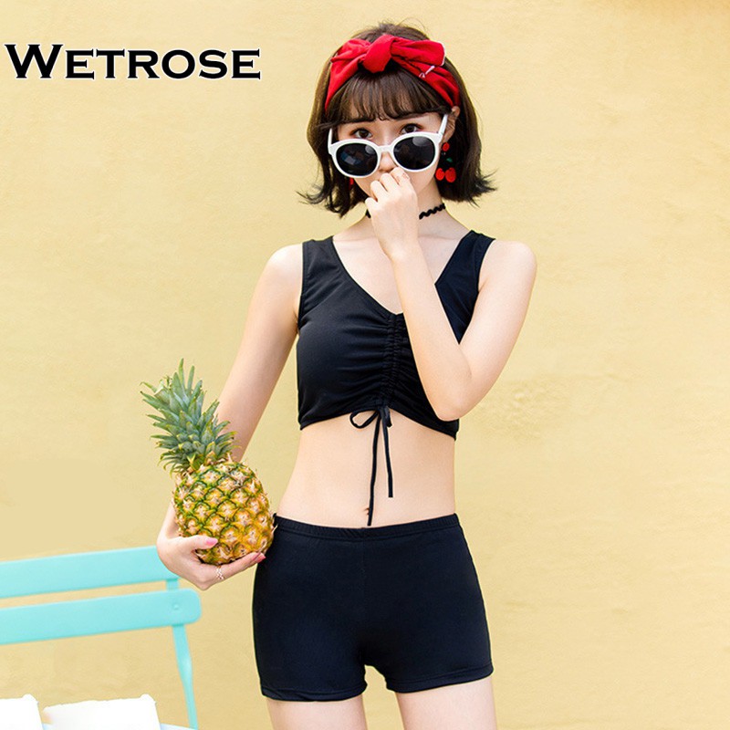 【Wetrose】 3 Pieces Set Baju Renang Wanita Baru Rok Bikini Angle Datar Berkumpul Split Pakaian Renang Murah