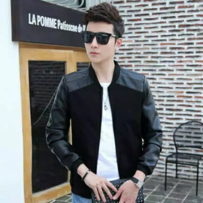jaket kulit pria,jaket kulit sintetis pria,jaket KULIT pria kombinasi flacee