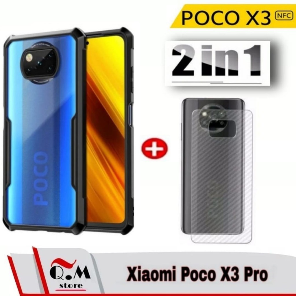 Case Xiaomi Poco X3 Pro /Poco X3/Poco X3 NFC  Softcase Transparant Shockproof Premium 2-IN-1 Garskin