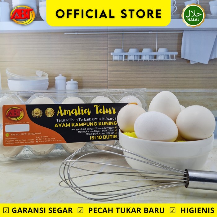 ABT - Telur Ayam Kampung Isi Kuning Premium Garansi Segar - Isi 10 Butir