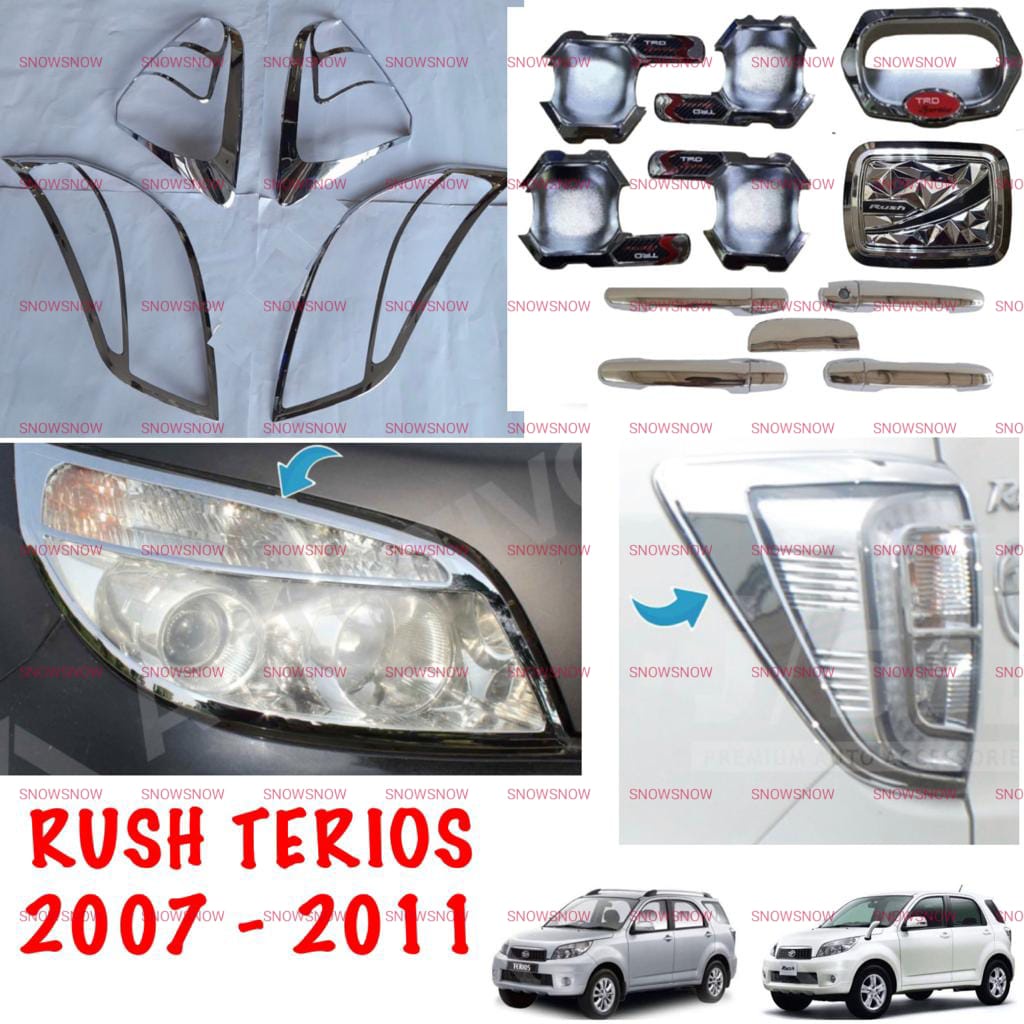 Paket Garnish Depan Belakang Outer Handle Tank Cover Rush Terios Old 2007 2008 2011 TRD hitam Chrome