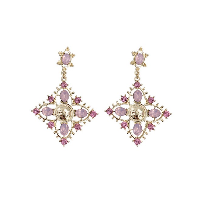 LRC Anting Tusuk Fashion Pink 925 Silver Needle Diamond Cut Diamond Earrings F51614