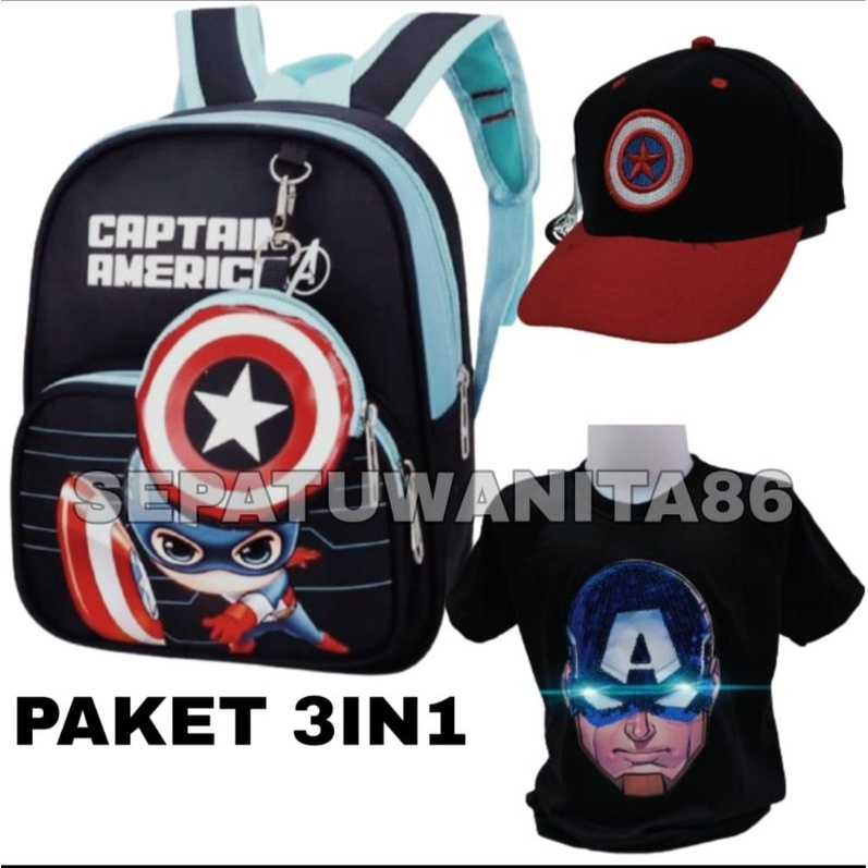 Baju anak led Kaos karakter Super Hero Tas ransel Sekolah topi bordir