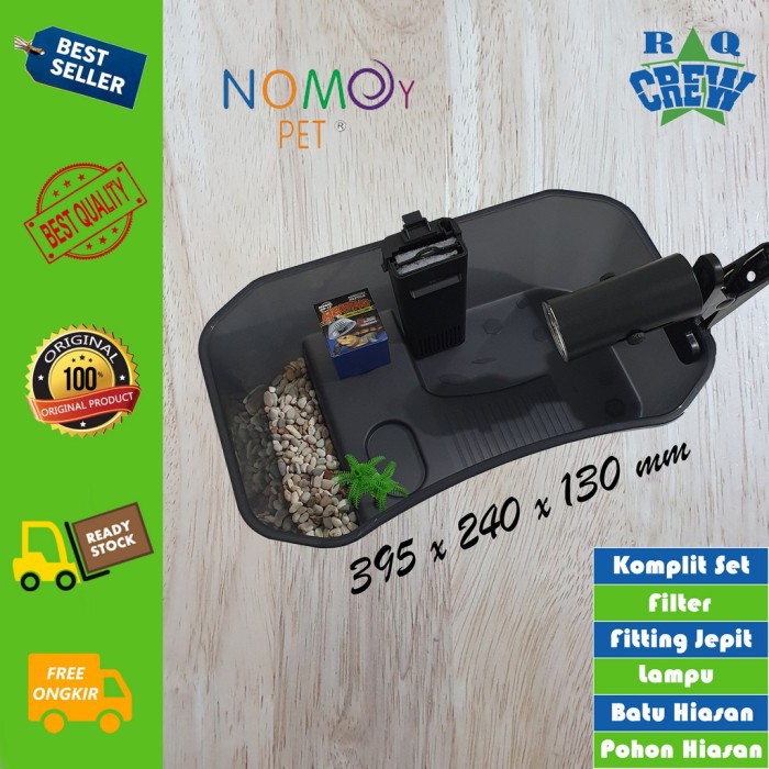 Akuarium Kura kura air mini Wadah Kandang Kura kura set KOMPLIT