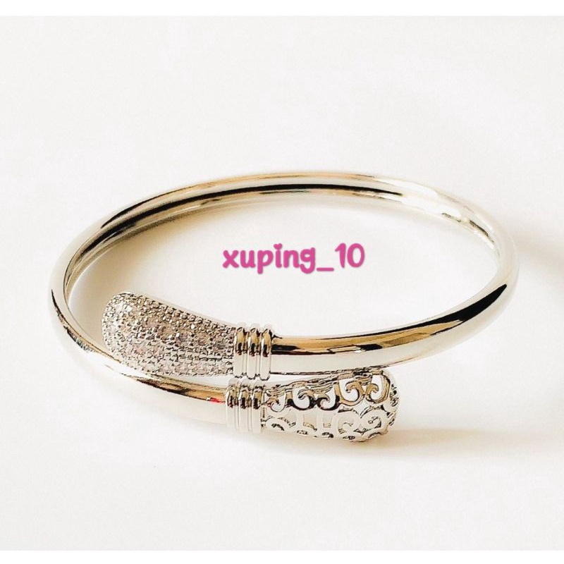 Perhiasan Gelang Wanita Model Oval Batik Zirconia Silver Xuping