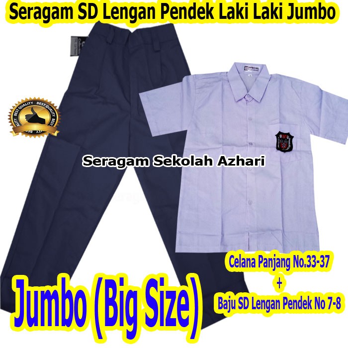 Stelan Seragam Sekolah SD Hitam Putih Laki Laki Lengan Pendek-Seragam SD Jumbo-Seragam Sekolah SD