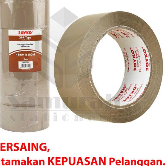 

♞ Lakban Plastik OPP Tape 48 mm Joyko Bening - Coklat 100 Meter 2in Yard - Coklat ☇