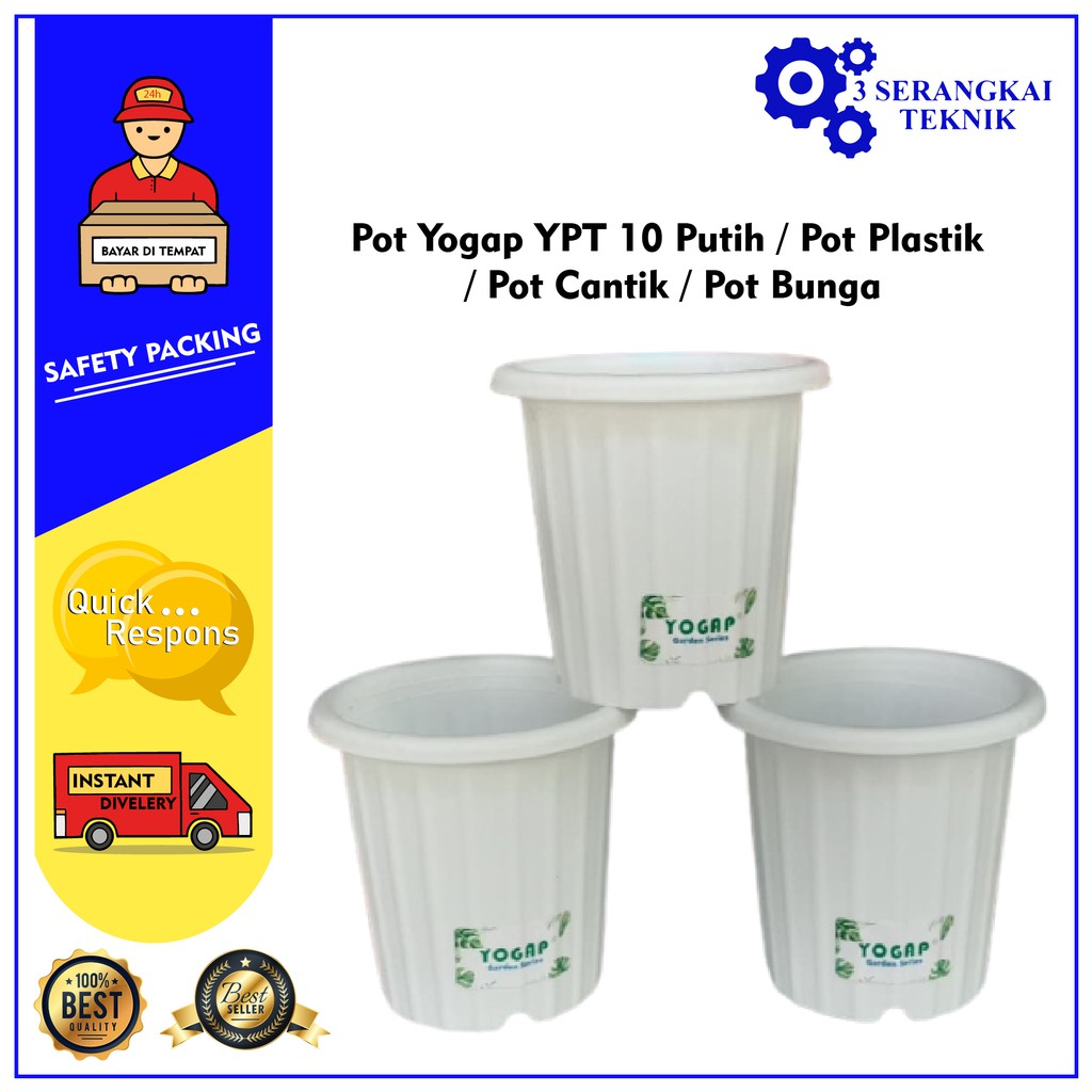 Pot Yogap YPT 10 Putih/ Pot Plastik/ Pot Cantik/ Pot Bunga