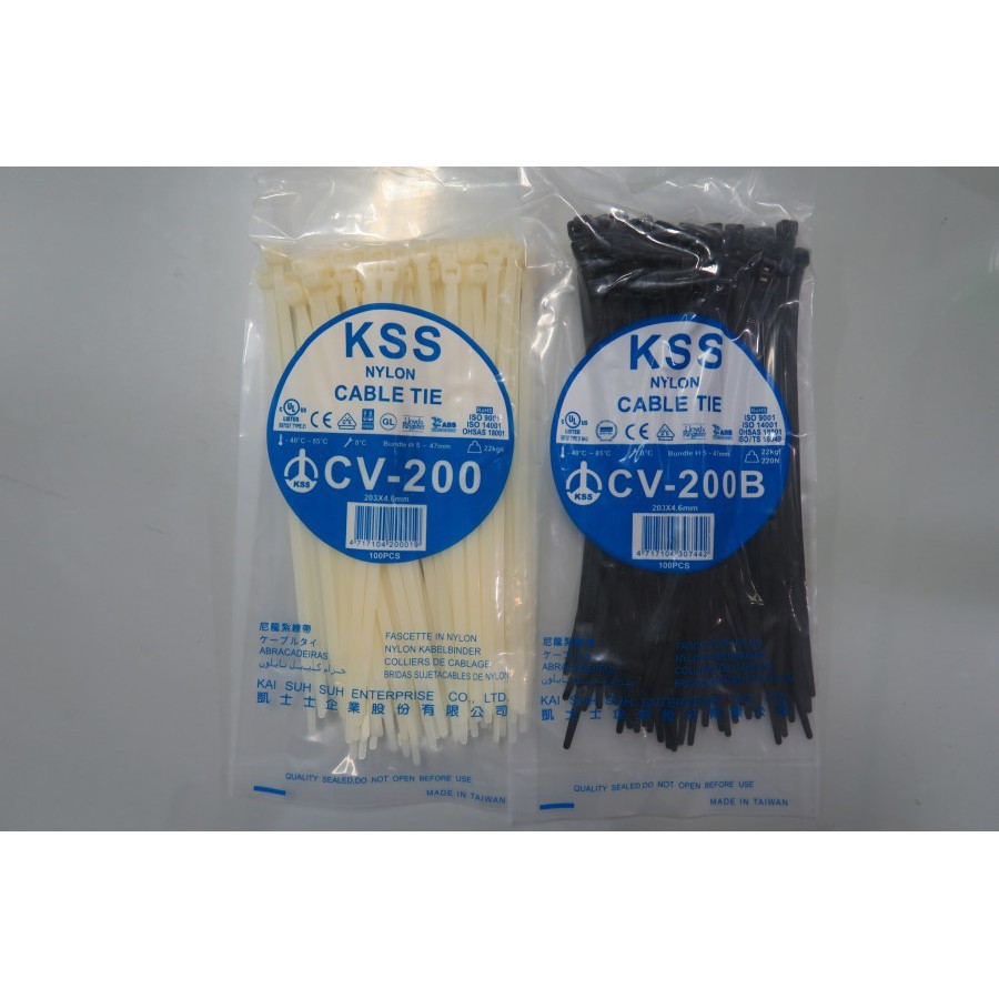 Cable Ties CV 200 hitam - putih Kabel Ties KSS 203x4.6mm CV200 CV-200 KSS / Ties 20cm KSS CV200