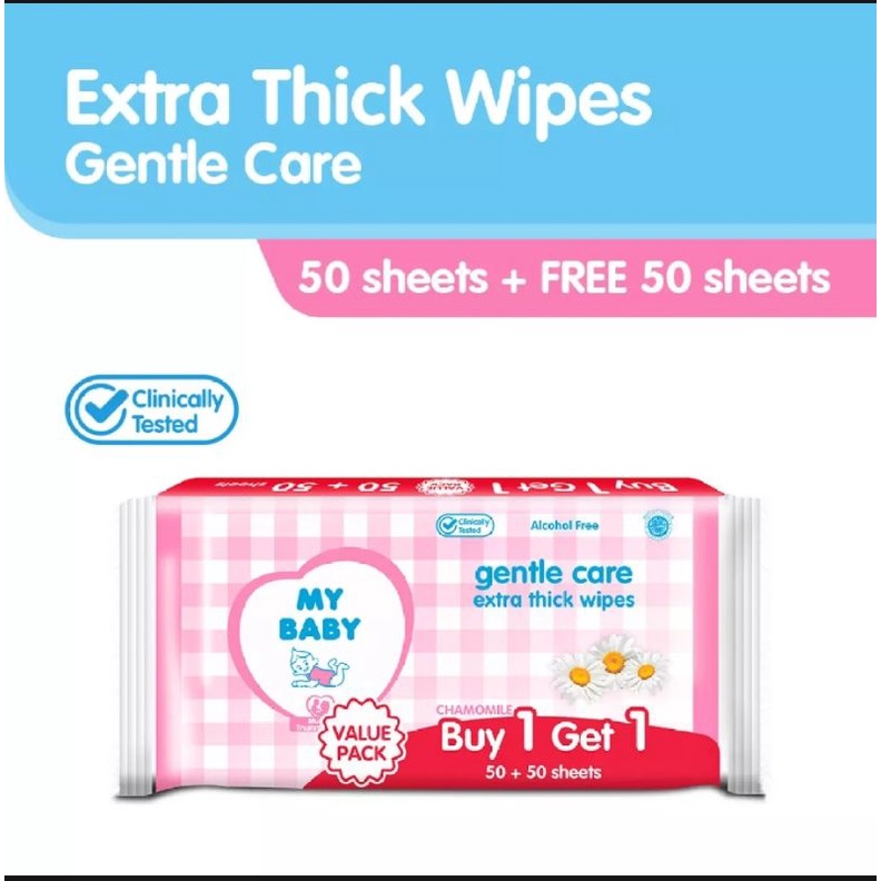 My Baby Extra Care Wipes Tisu Basah isi 50 + Free 50