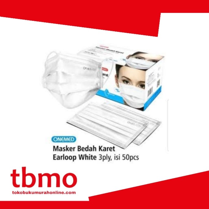 

TBMO ONEMED MASKER BEDAH KARET WHITE 3PLY-50`S / MASKER MEDIS EARLOOP