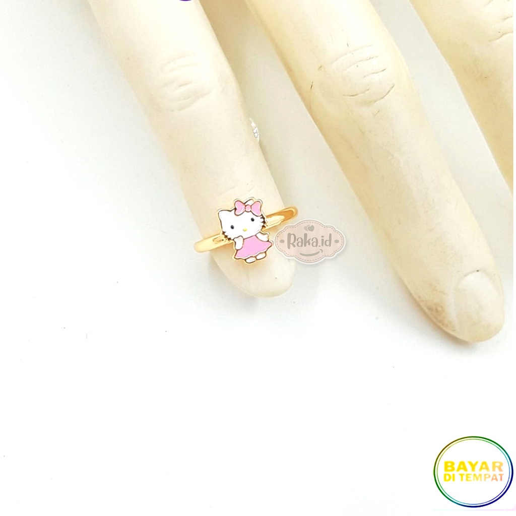 Cincin Anak Hello Kitty Pink Muda Perhiasan Cantik Anak Lapis Emas 18k 773