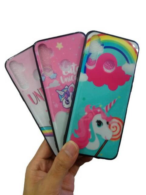 CASE FUZE GLASS UNICORN + IRING LOVE REALME C2 C3 5 5i 3 PRO 6 PRO