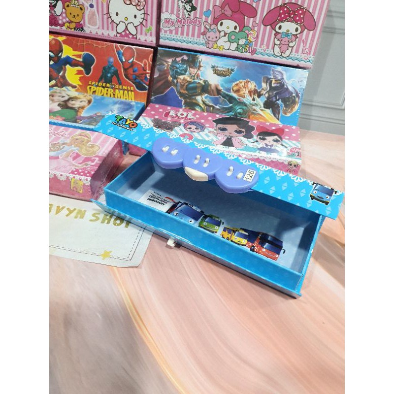 kotak pensil dus ada bisa kunci password KODE ukuran MINI 1tingkat-4