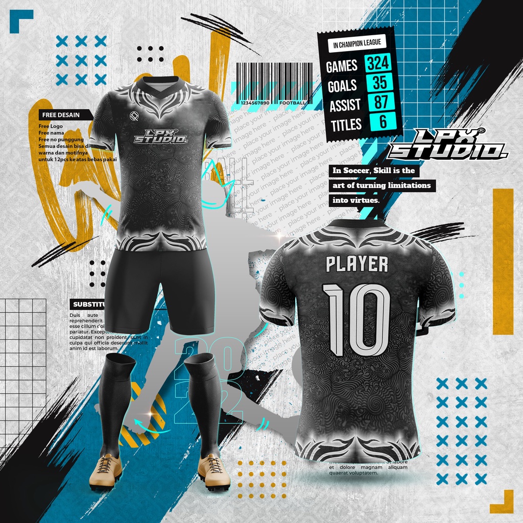 Jersey Futsal Custom Black Phantom Free Nickname