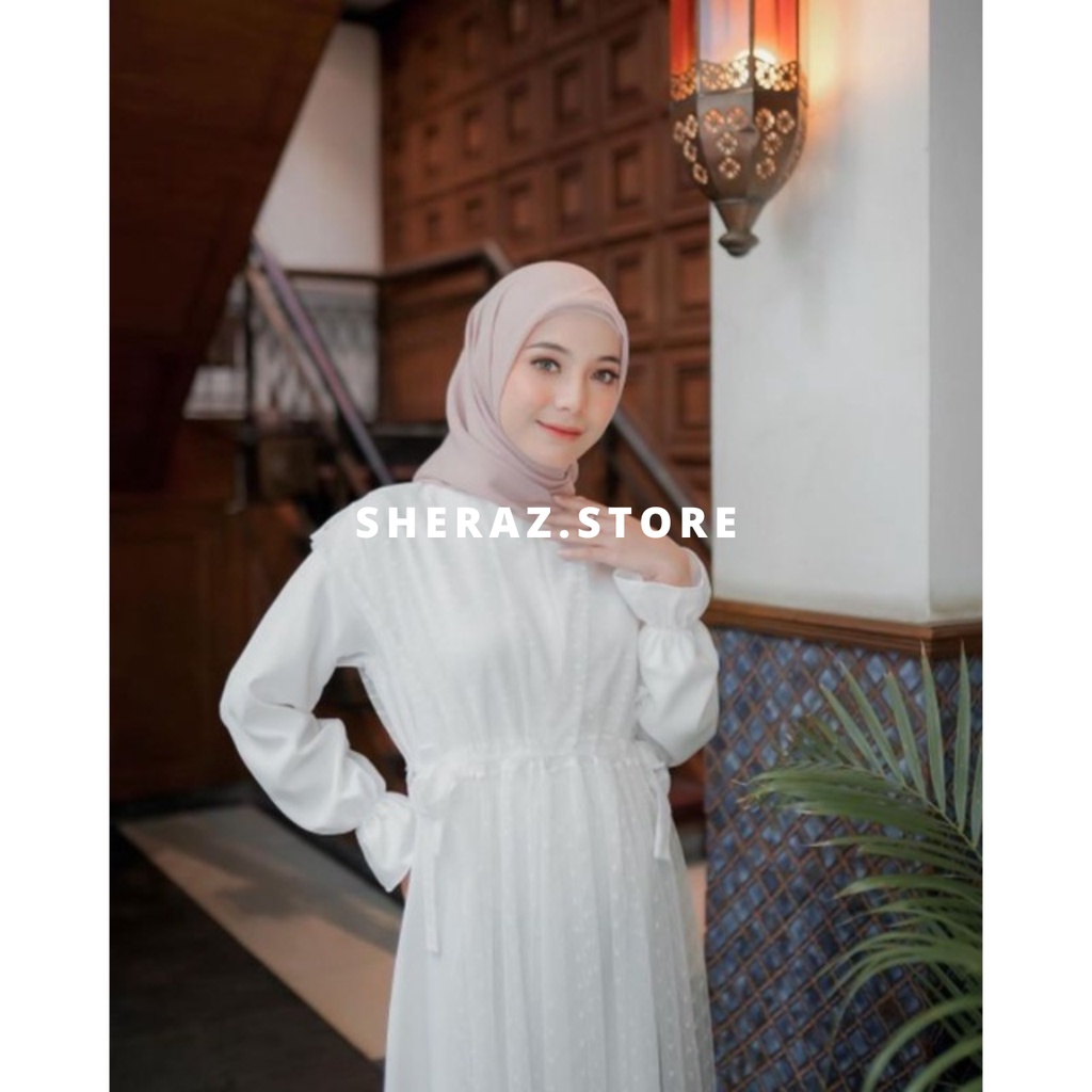 Gamis Set Tile Putih Terbaru Jumbo Ld 120 130 140 VIOLITA WHITE S M L XL XXL 3XL 5L Gamis Kondangan Wanita Kekinian