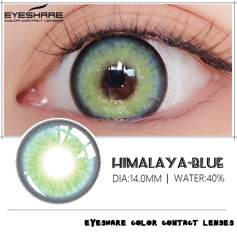 【COD&amp;Spot】Sepasang lensa kontak berwarna diameter 14.2MM mata soflen brown softlens natural soflens korea aesthetic softlens minus(0.00) free lenscase big eye HIMALAYA BROWN GRAY GREEN Fresh harian soflen