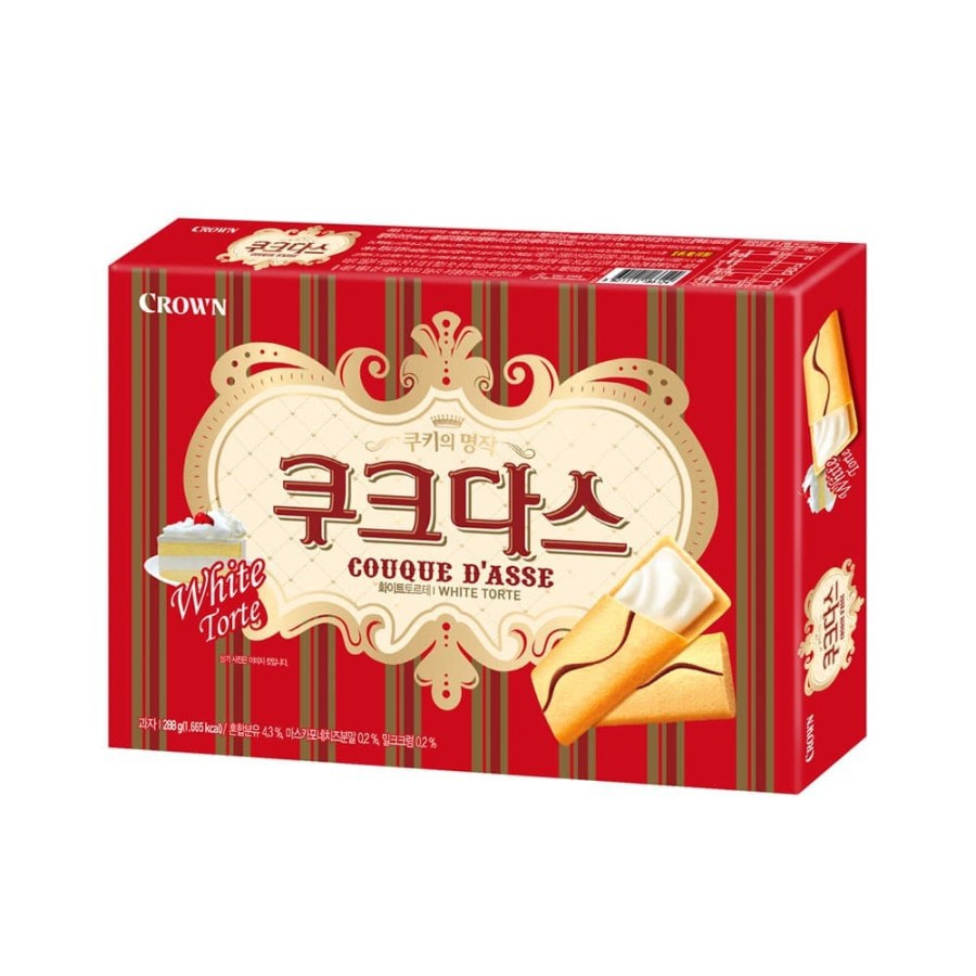 

Crown Couque D'Asse White Torte Cookies Made In Korea - Cookies Korea Rasa Vanilla