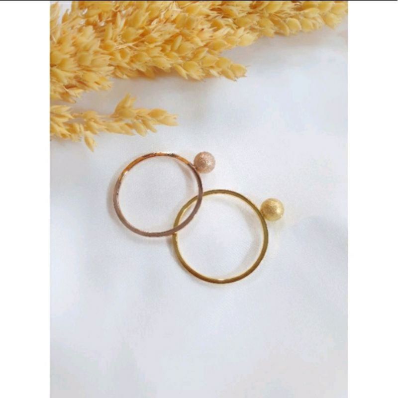 Cincin Wanita Simple BOLA UKIR Pasir Titanium Cincin Wanita Korean