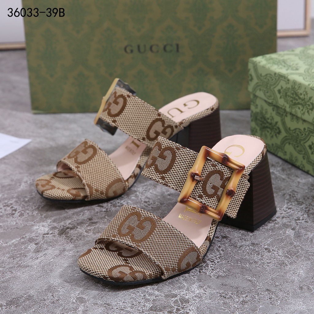 GC June GG Jumbo Block Heel Sandal With Bamboo Buckle 36033-39B