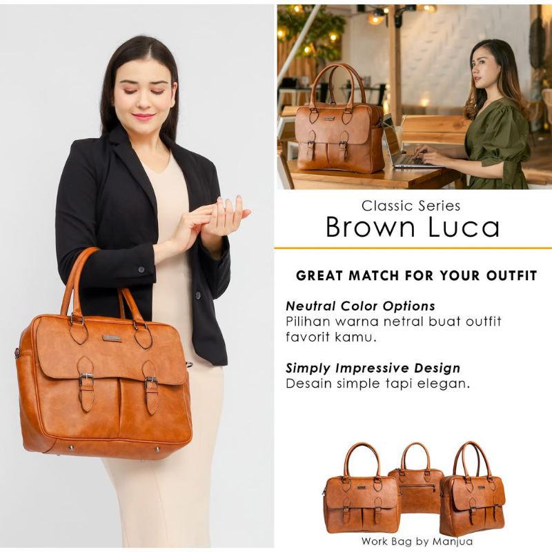 LUCA Bag by Manjua. Tas Kerja, Tas Kuliah, muat Laptop 14 inch. Tas Laptop, Ukuran Besar.