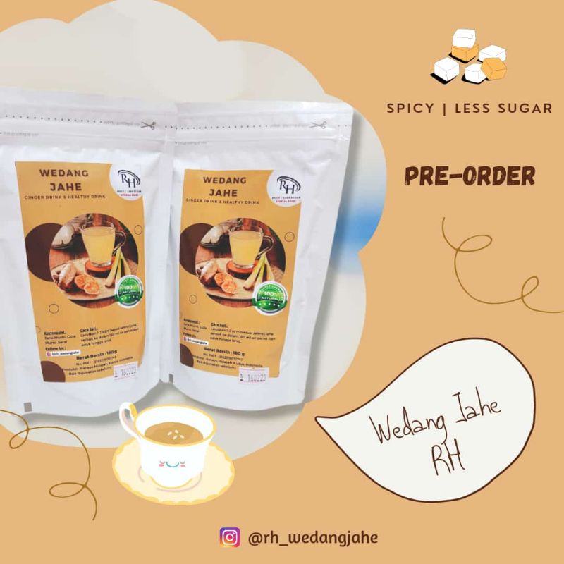 

WEDANG JAHE RH PEDAS LESS SUGAR | JAHE SERBUK | JAHE INSTANT | MINUMAN TRADISIONAL