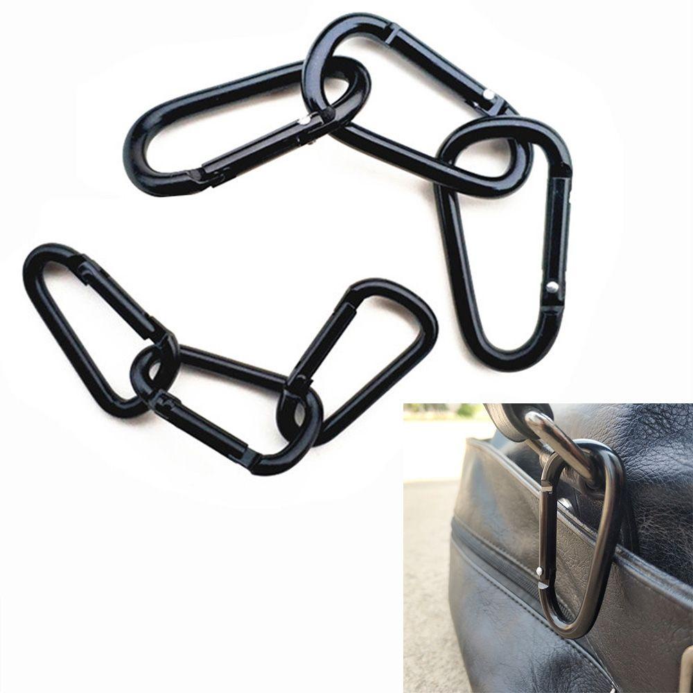 Chookyy1 /5 /10pcs Warna Hitam Tombol Panjat Hitam Olahraga Luar Ruangan Warna Hitam Peralatan Aluminium Alloy Carabiner