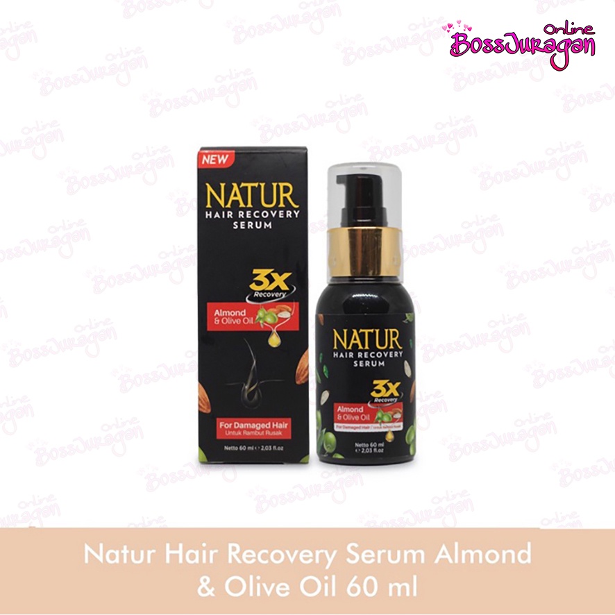 (BOSS) Natur Hair Recovery Serum Almond &amp; Olive Oil 60ml - Almond &amp; Ginseng Oil - Almond &amp; Aloe Vera 60ml