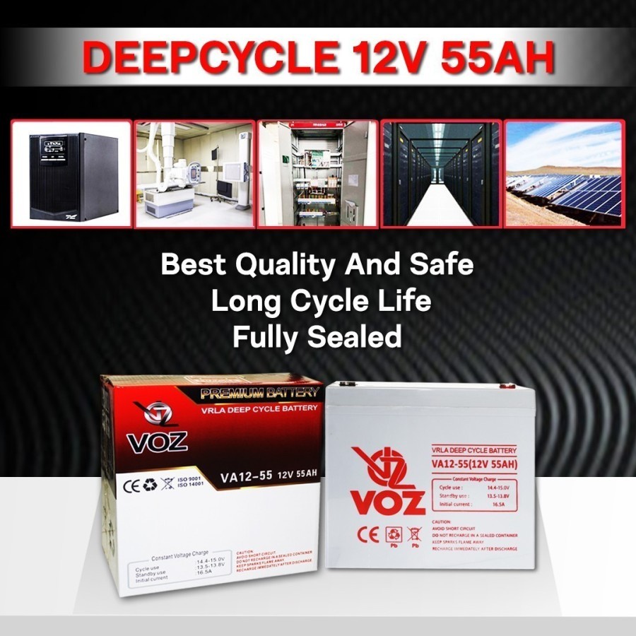 VOZ VRLA Deep Cycle 12V 55Ah/55 Ah Aki Kering Baterai Battery ORIGINAL