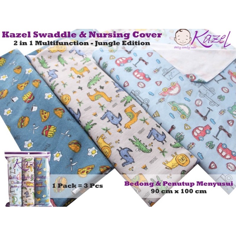 Velvet Junior Bedong Bayi / kazel / Aruchi / Kain Bedong Bayi Isi 3pc