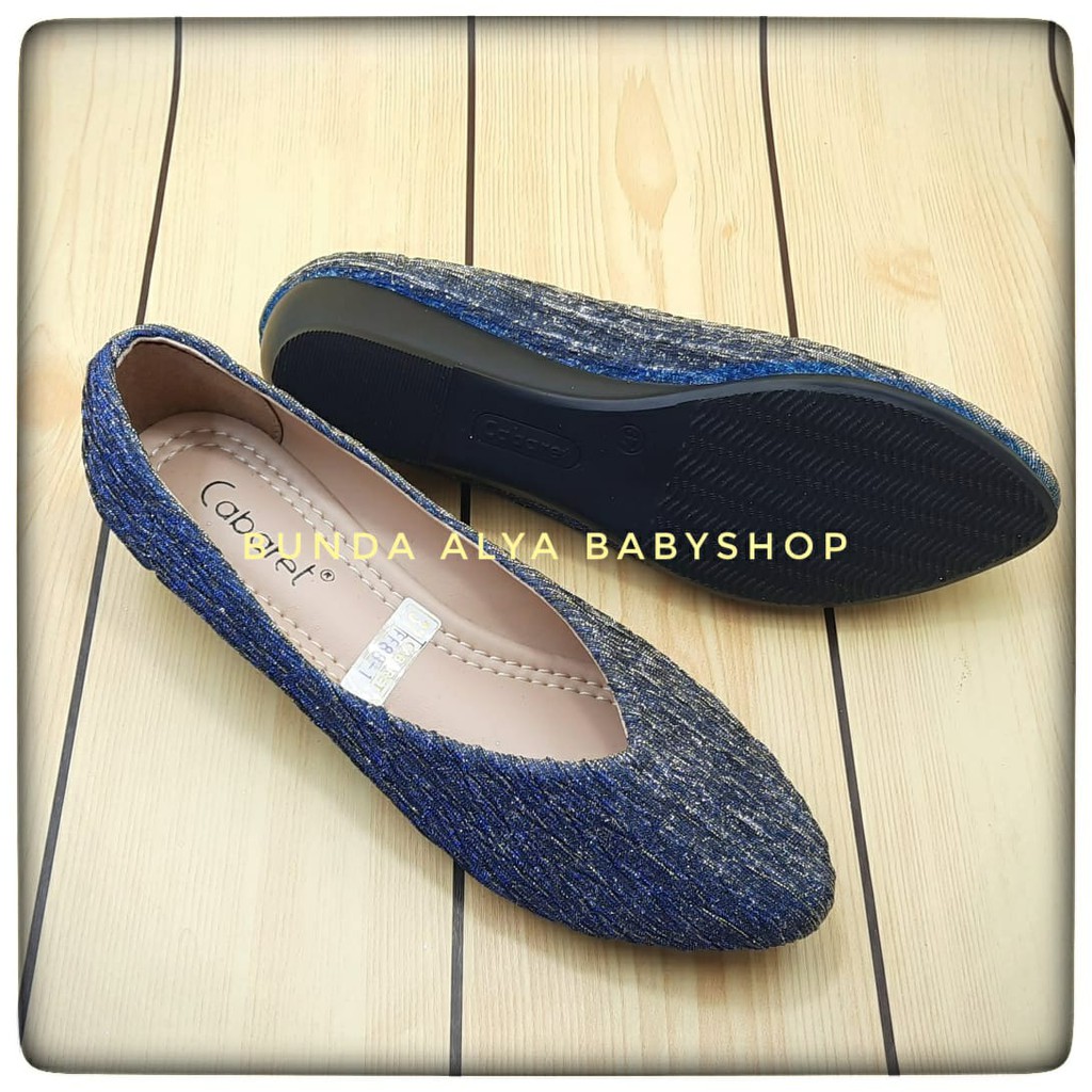 Sepatu Wanita Premium Ukuran 37 Sampai 40 ABU Flatshoes Wanita Glitter Cabaret - Sepatu Cewek Casual