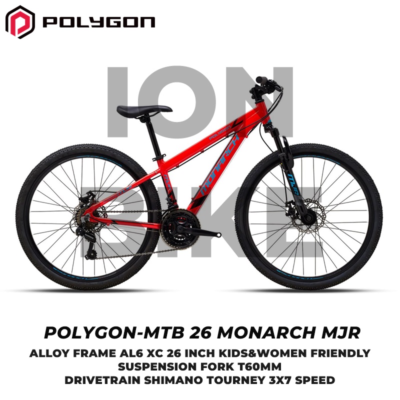 Sepeda MTB 26 Polygon Monarch MJR Alloy Frame 7 Speed Monarch Junior Terbaru Sepeda Gunung Anak Ibu 