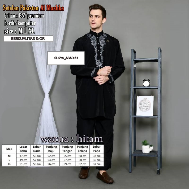 SURYA_ABADI33 / SETELAN PAKISTAN AL-MASHKA / BAJU SETELAN PRIA DEWASA / SETELAN KOKO LAKI-LAKI MODER