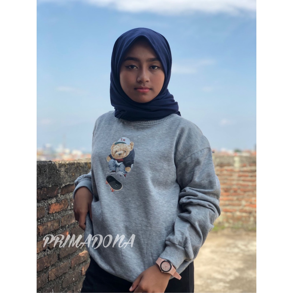 Sweatshirt Crewneck T.M Skateboardd Beaarr Motif Terbaruu Kekinian L XL XXL