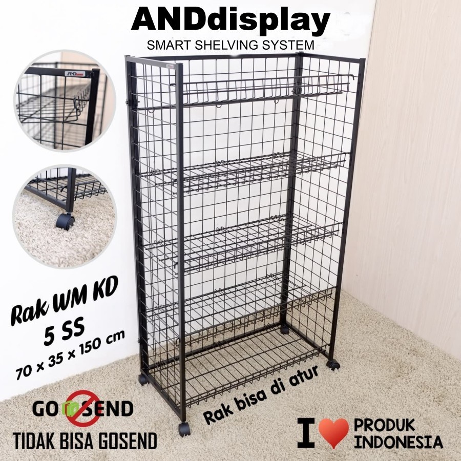 RAK WM KD 5SSN T.150CM HITAM KERANJANG ROTI TEMPAT SNACK SERBAGUNA ANDDISPLAY