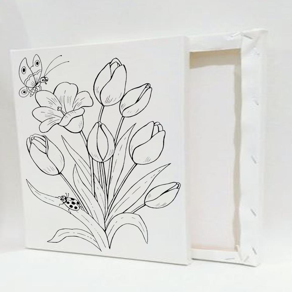 

[KODE BARANG 9M] Kanvas Lukis Sketsa Bunga 20x30 Siap Pakai