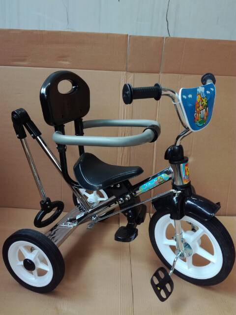 PMB 721 Sepeda BMX Roda Tiga Anak Tricycle Sandaran Stenlis Nikel Dorongan Jagaan PMB 721