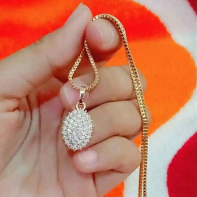 Kalung wanita set liontin oval fashion wanita