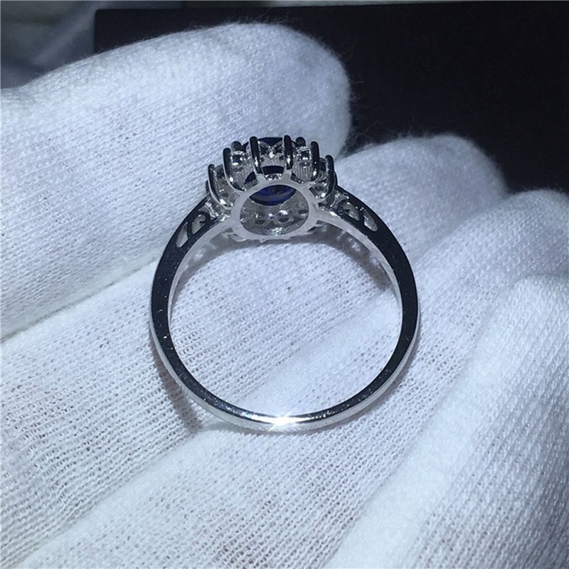 Fancyqube Cincin Batu Biru Besar Untuk Wanita